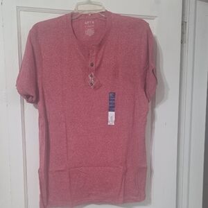 Apt. 9 Men's Short Sleeve Red Henley Tee